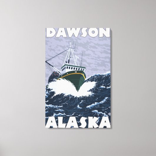 Vissen Boat Scene - Dawson, Alaska Canvas Afdruk (Voorkant)