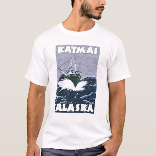 Vissen Boat Scene - Katmai, Alaska T-shirt (Voorkant)