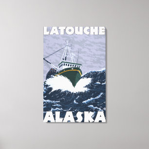 Vissen Boat Scene - Latouche, Alaska Canvas Afdruk
