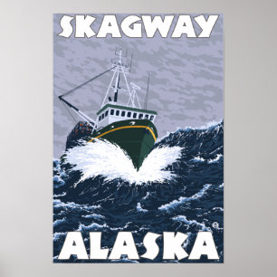 Vissen Boat Scene - Skagway, Alaska Poster