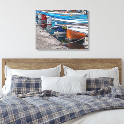 Vissen BOTEN uitzicht canvas print (Insitu (Slaapkamer))