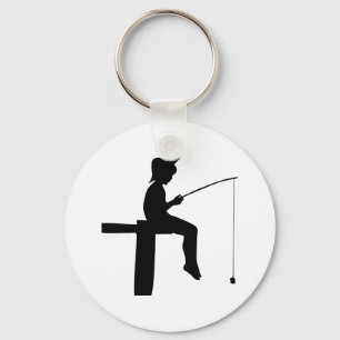 Vissen Boy Silhouette Sleutelhanger