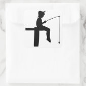 Vissen Boy Silhouette Vierkante Sticker (Tas)