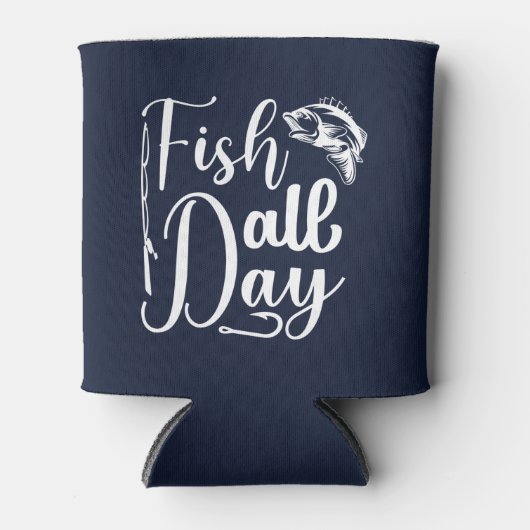 Vissen De hele dag Vist cadeaus voor vissers Blauw Blikjeskoeler (Voorkant)