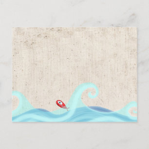 Vissen die op golven surfen briefkaart
