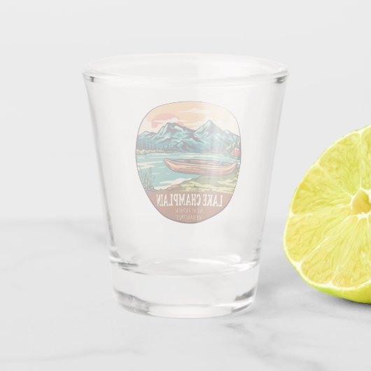 Vissen Emblem bij het meer van ChamPlavlakte Boati Shot Glas (Achterkant)
