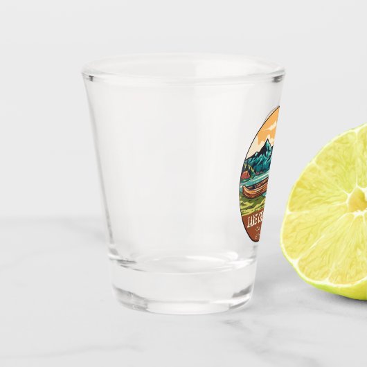 Vissen Emblem bij het meer van ChamPlavlakte Boati Shot Glas (Links)