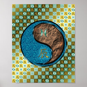 Vissen en aarde draak poster
