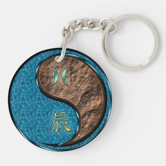 Vissen en aarde draak sleutelhanger (Achterkant)