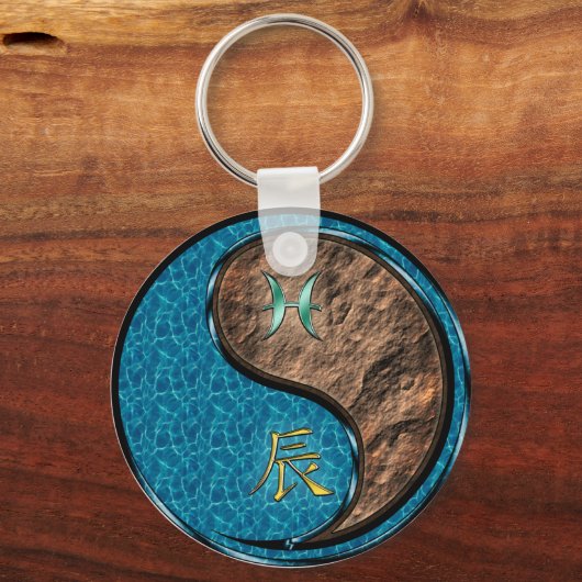 Vissen en aarde draak sleutelhanger (Achterkant)