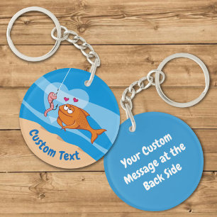 Vissen en aas in Love Sleutelhanger