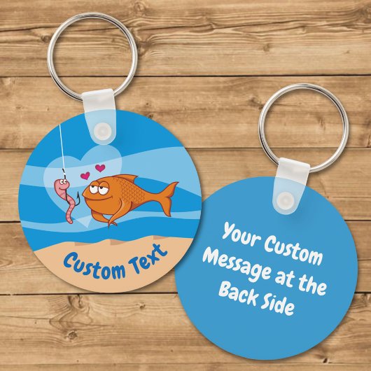 Vissen en aas in Love Sleutelhanger