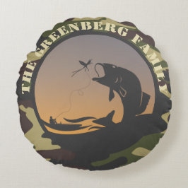 Vissen en Camo Rond Kussen