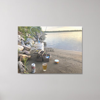 Vissen en een biertje drinken canvas afdruk