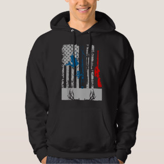 Vissen en herten jagen Amerikaanse vlag voor jager Hoodie
