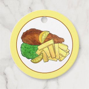 Vissen en paprika's British Pub Restaurant Food Bedankjes Labels