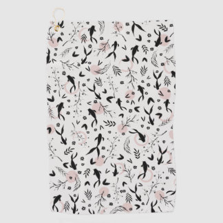 Vissen en vertakkingen Japans schilderen Golfhanddoek