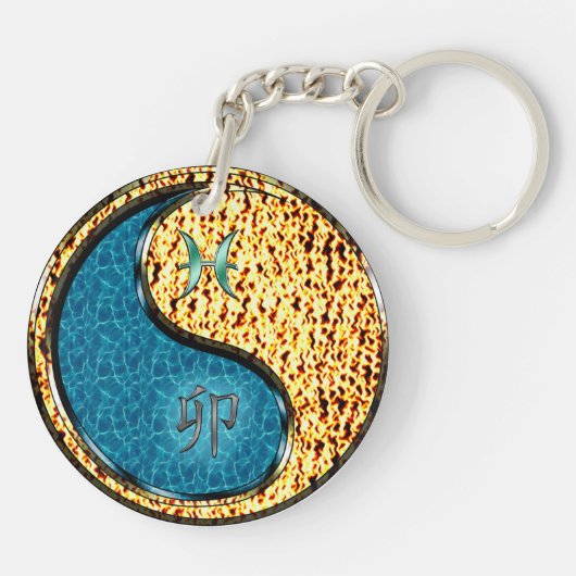 Vissen en vuurkonijn sleutelhanger (Achterkant)