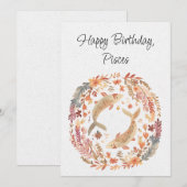 Vissen Fish Zodiac Boho Floral Verjaardag Flat Kaa (Voorkant / Achterkant)