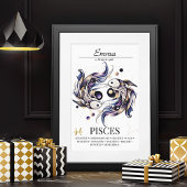 Vissen Gepersonaliseerde Elegante Zodiac Waterverf Poster