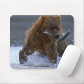 VISSEN GRIZZLY BEER & ZALM Wildlife Mousepad Muismat (Met muis)