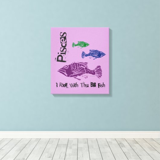 Vissen Grote Vis Verpakt Canvas Art Print (Paarse) (Insitu (Houten vloer))