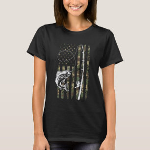 Vissen Hengel USA Vlag Vissen Amerika Baars Vissen T-shirt