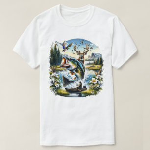 Vissen, Herten, Eenden jagen T-shirt