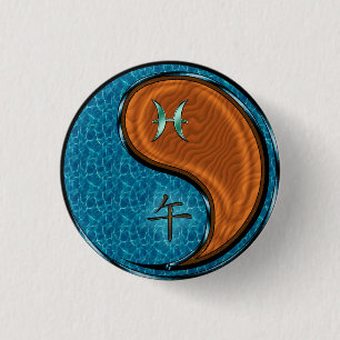 Vissen & Houten Paard Ronde Button 3,2 Cm