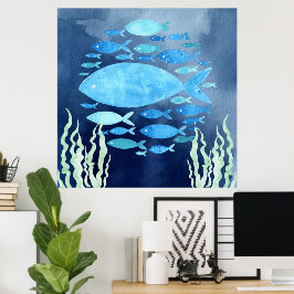 Vissen in het Zee uitgerekt canvas Poster