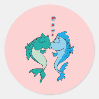 Vissen in liefde ronde sticker