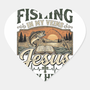 Vissen in mijn aderen Jezus in mijn hart Vintage Sticker