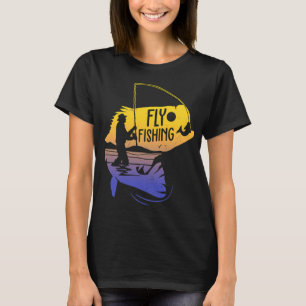 Vissen Is Mijn Hobbys Retro Zonsondergang Silhouet T-shirt