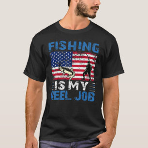 Vissen Is Mijn Werkelijke Baan Amerikaanse Vlag Es T-shirt