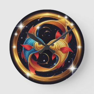 ♓ Vissen Kosmische Gloed 🌌 Artistieke Dierenriem Ronde Klok