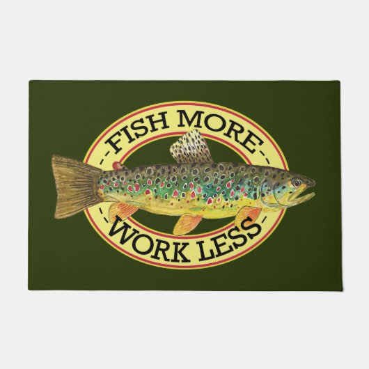 VISSEN MEER - WERKEN MINDER bruine forel Welkom Deurmat (Voorkant)