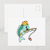 Vissen met hengel en hoed briefkaart (Voorkant / Achterkant)