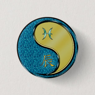 Vissen & Metalen Draak Ronde Button 3,2 Cm