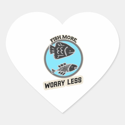 Vissen, minder piekeren hart sticker (Voorkant)