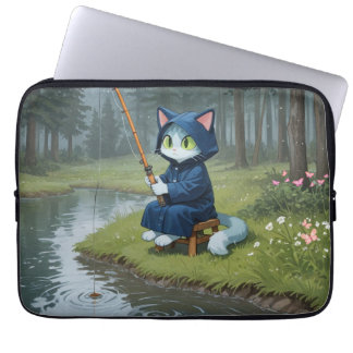 Vissen op een regenachtige dag laptop sleeve