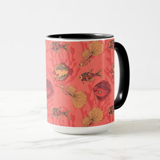 Vissen op levende koraalachtergrond mok (Voorkant rechts)