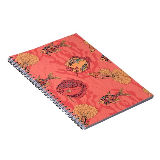 Vissen op levende koraalachtergrond notitieboek (Rechterzijde)