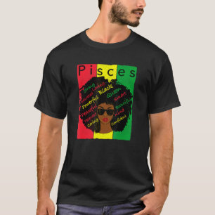 Vissen Pride Zwarte Vrouw Afro Horoscoop Zodiac T-shirt