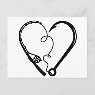 VISSEN ROD HEART HOOK BRIEFKAART