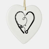 VISSEN ROD HEART HOOK KERAMISCH ORNAMENT (Rechts)