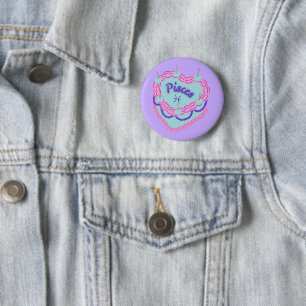 Vissen Sterrenbeeld Pastelkleurige Hart Verjaardag Ronde Button 5,7 Cm