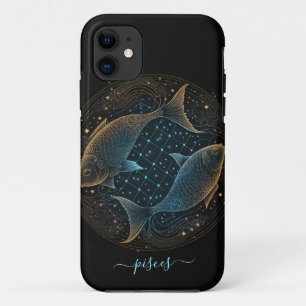 Vissen sterrenbeeld zwart en goud Case-Mate iPhone 11 Hoesje