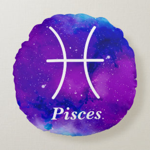 Vissen Symbool Paarse Blue Space Nebula Rond Kussen