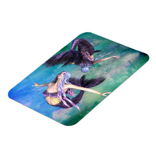 Vissen - Twee zeemeerminnen zwemmen in een lus Magneet (Linkerzijde)