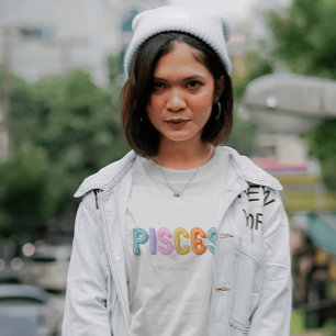 Vissen typografie trendy zodiac kleurrijk t-shirt